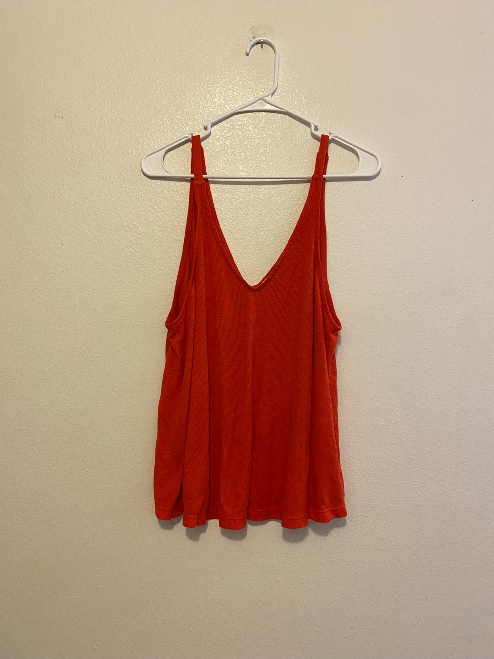 Free People Orange Ribbed Scoop Neck Tank
